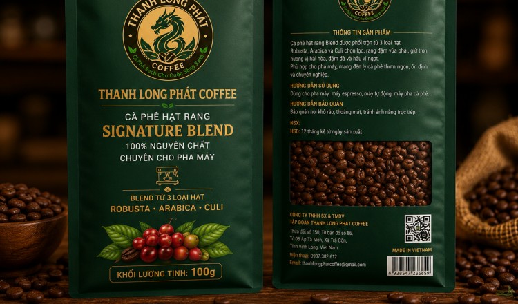 Cà Phê Rang Hạt R0BUSTA + ARABICA + CULI  100 gram