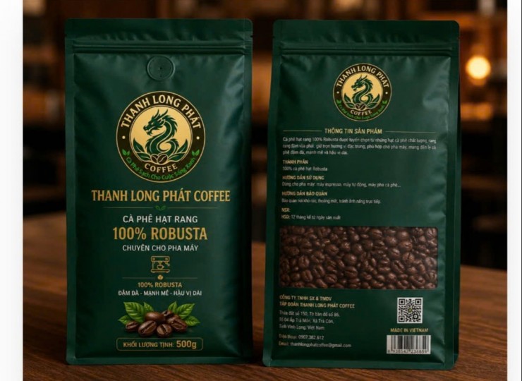 Cà Phê Rang Hạt 100%  Robusta  500gr