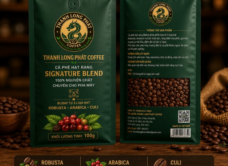 Cà Phê Rang Hạt R0BUSTA + ARABICA + CULI  100 gram