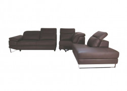 Sofa da Malaysia góc phải, màu socola