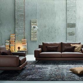 Sofa da Italia 1+1+3, màu socola