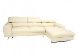 Sofa da thật góc phải, màu be